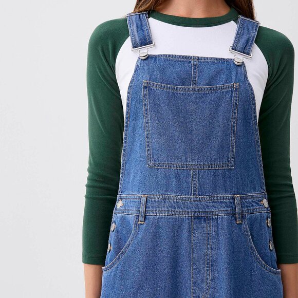 NWT Thin denim apron dress sapphire blue - Picture 2 of 3